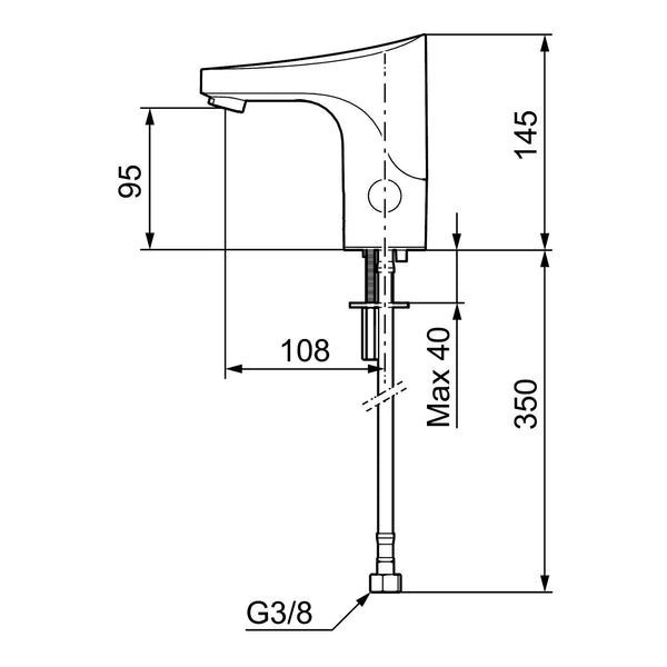 FM Mattsson 9000E Tronic elektronische wastafelkraan voor voorgemengd water, netvoeding, chroom