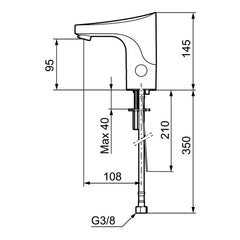 FM Mattsson 9000E Tronic WMS elektronische wastafelkraan voor voorgemengd water, batterijvoeding, ch