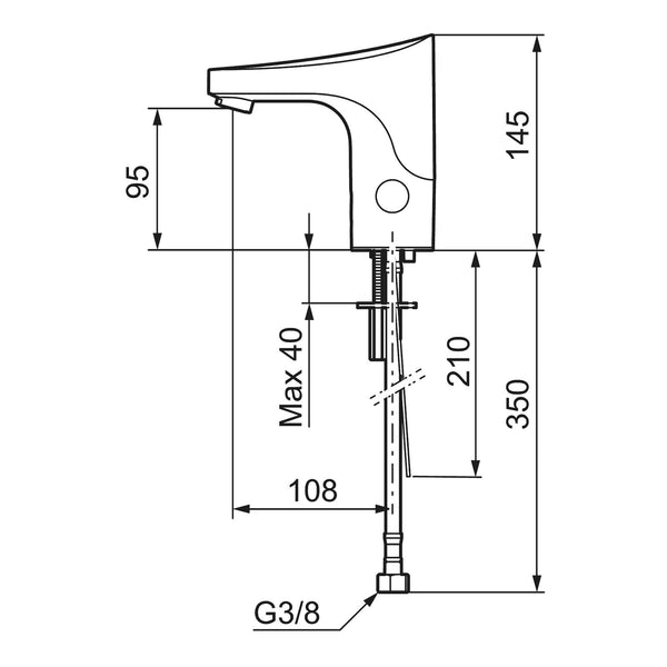 FM Mattsson 9000E Tronic WMS elektronische wastafelkraan voor voorgemengd water, netvoeding, chroom