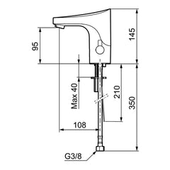 FM Mattsson 9000E Tronic WMS elektronische wastafelkraan met temperatuurgreep, batterijvoeding, chro