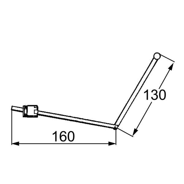 FM Mattsson trekstang met scharnier, verlengd model, voor trekstang Ø 5 mm, chroom 25291600