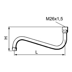 FM Mattsson draaibare uitloop voor bad- en spoelkranen L=400 mm, H=95 mm, chroom 28104000