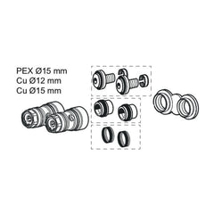 FM Mattsson montageplaat met aansluiting CU 12-15 en PEX 15 voor Tronic compact WMS 28141000