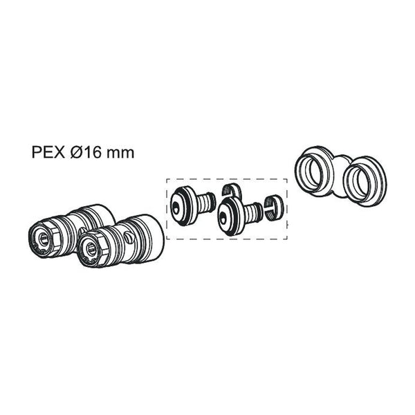FM Mattsson montageplaat met aansluiting PEX 16/ALU-PEX 16 voor Tronic compact WMS 28141600