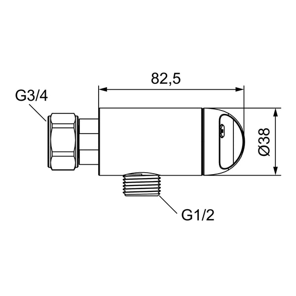FM Mattsson stopkraan G3/4 - G1/2 voor wandmontage, chroom 35005009