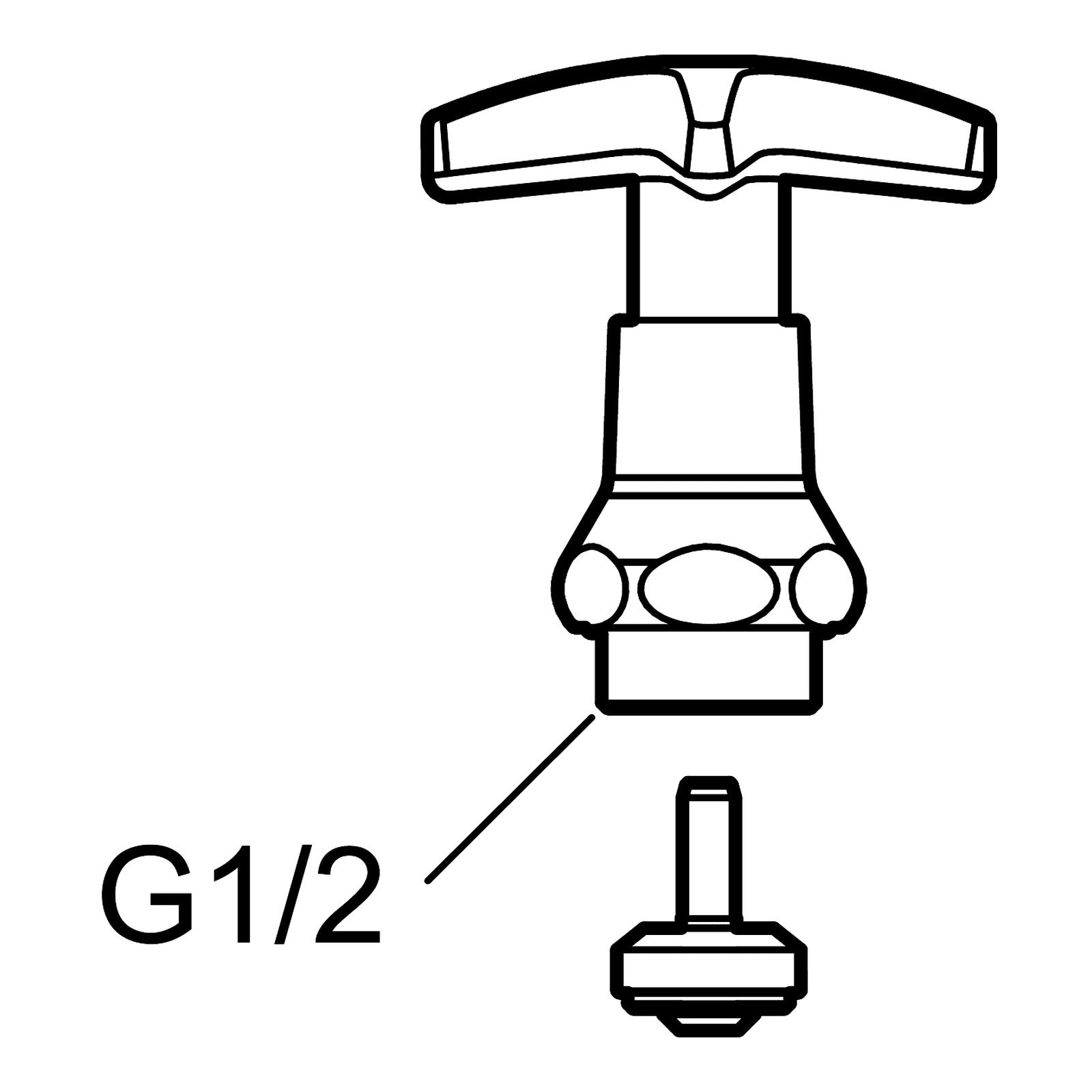 FM Mattsson kraanbovendeel G1/2 warm water voor Rogen, met metalen greep, chroom 35071001
