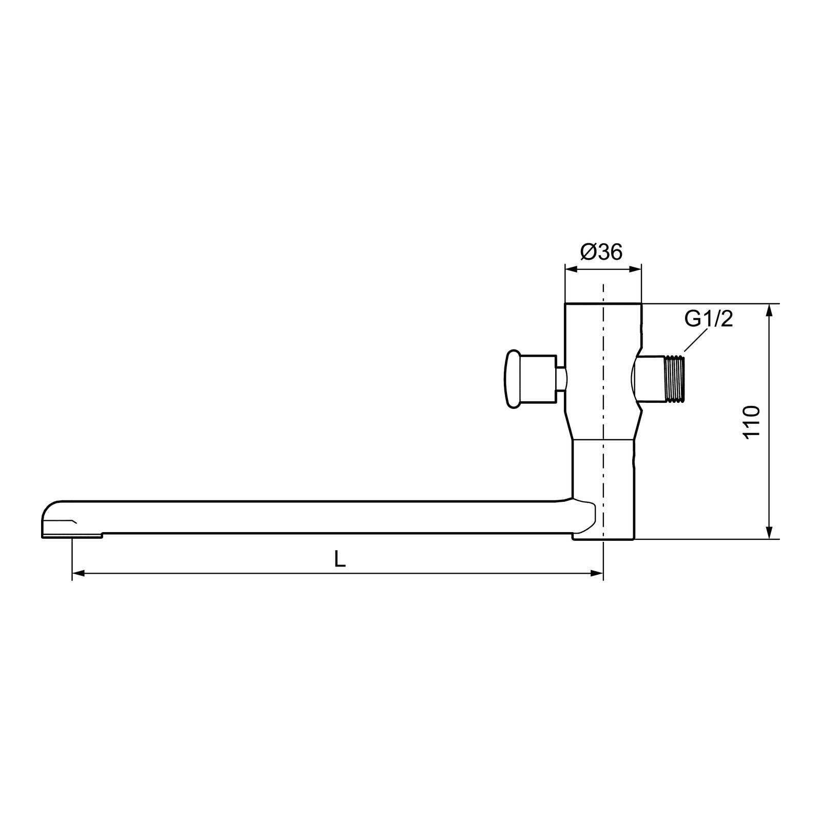 FM Mattsson baduitloop met omstel voor 9000E (FMM 8191), L=250 mm, chroom 35852250