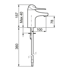 FM Mattsson 9000E II wastafelkraan met Cold Start, aansluiting gladde pijp Ø 10 mm, chroom