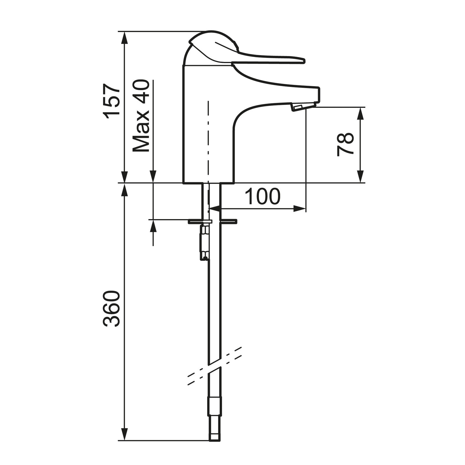 FM Mattsson 9000E II wastafelkraan met Cold Start, 3/8