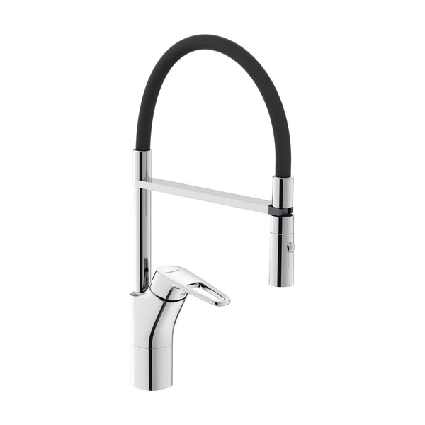FM Mattsson Siljan flexi keukenmengkraan met slang en handdouche, Cold Start, chroom