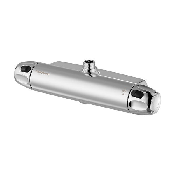 FM Mattsson 9000XE douchethermostaat met douche-aansluiting boven, stop op 38 °C, hartmaat 150 mm, c