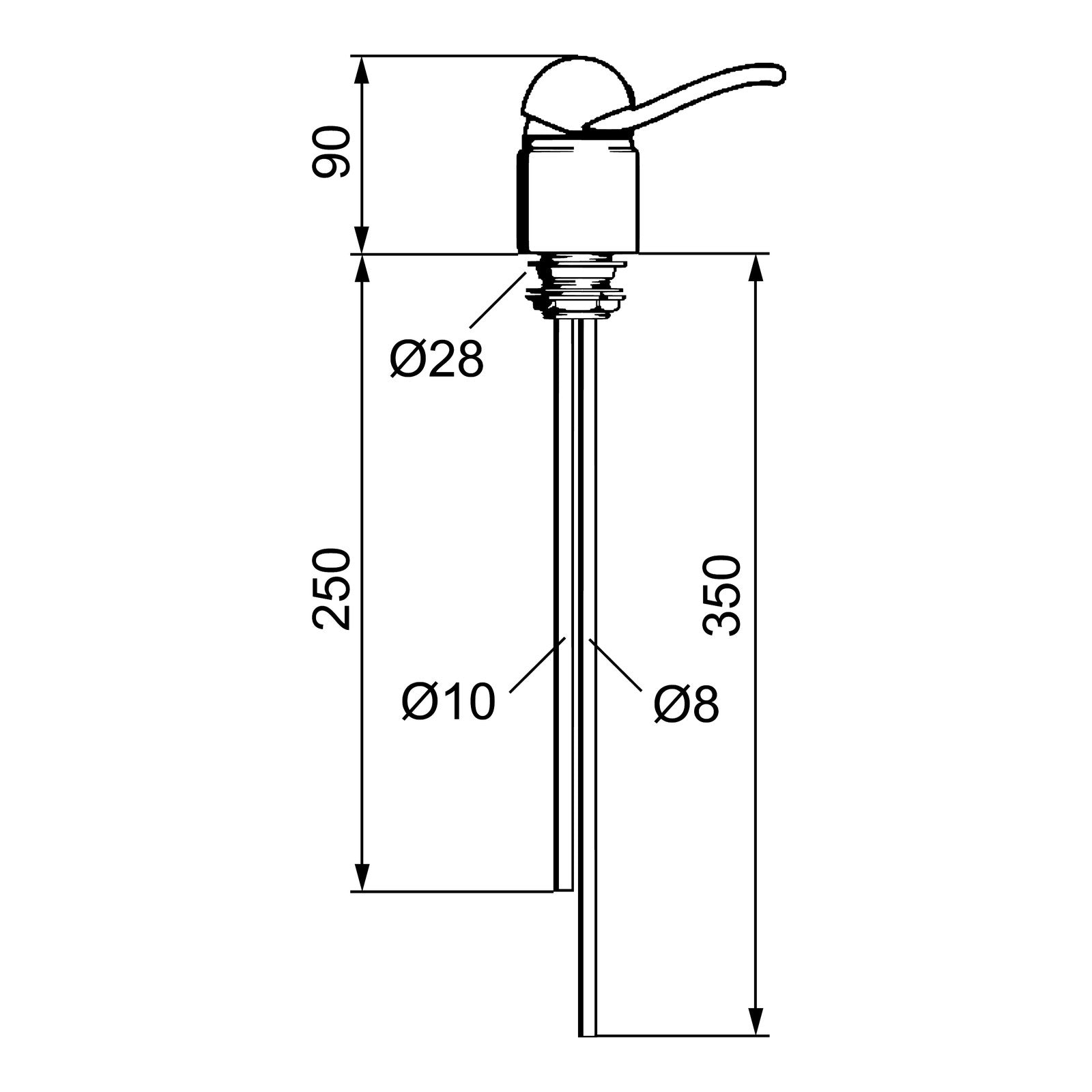 FM Mattsson 9000 eengreeps mengkraan met 8 mm buis voor werkblad, bad of kappersbak, chroom