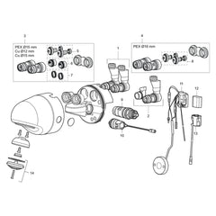 FM Mattsson Tronic Compact WMS elektronische hoofddouche voor voorgemengd water, batterijvoeding, ch