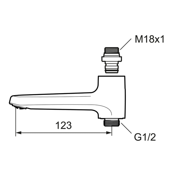 FM Mattsson draaibare baduitloop met omstelling voor thermostaatkranen S600077