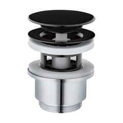 FM Mattsson wastafelafvoer met drukplug (push-down), met overloop, zwart PVD