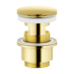 FM Mattsson wastafelafvoer met drukplug (push-down), met overloop, gepolijst messing PVD