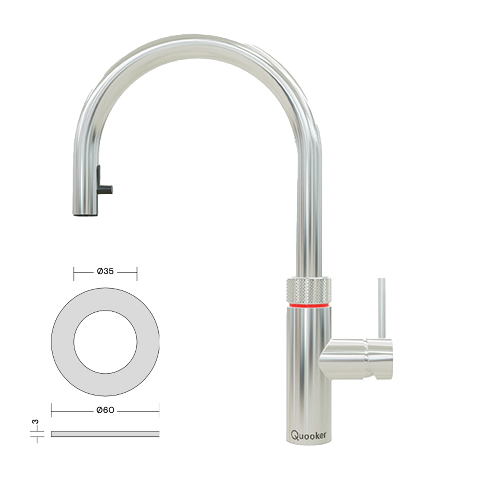 Quooker Flex Alles-in-één kokendwaterkraan met uittrekbare slang
