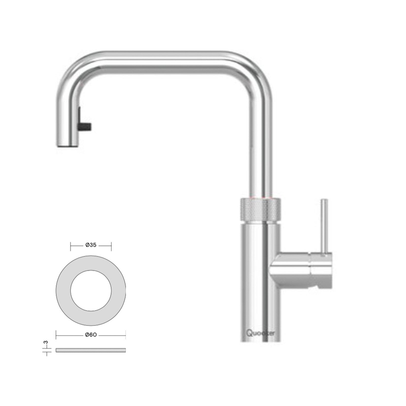 Quooker Flex Alles-in-één kokendwaterkraan met uittrekbare slang