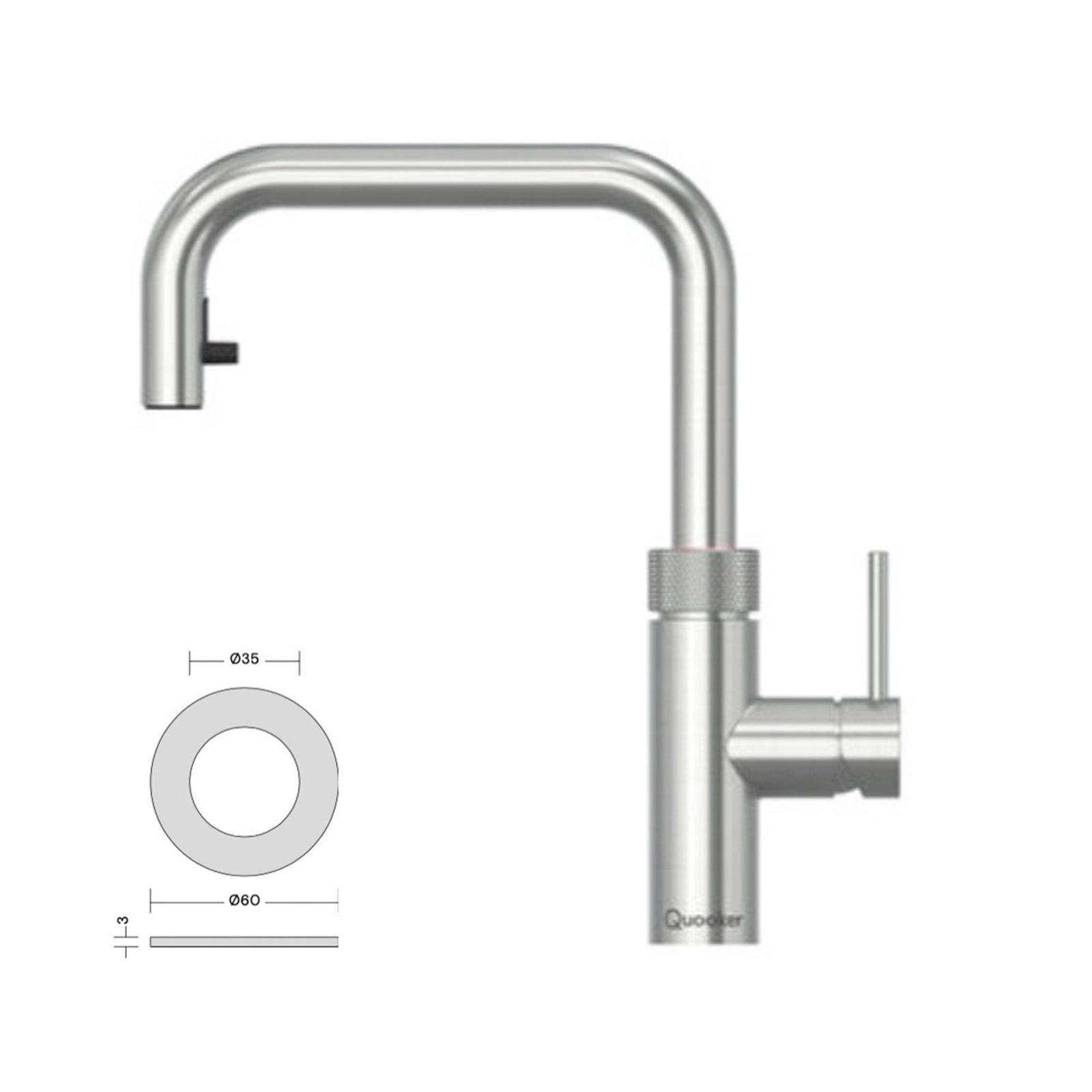 Quooker Flex Alles-in-één kokendwaterkraan met uittrekbare slang