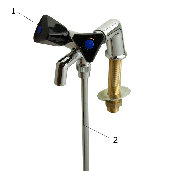 Barkraan met zwarte knoppen en onderspoelpijpje Chroom