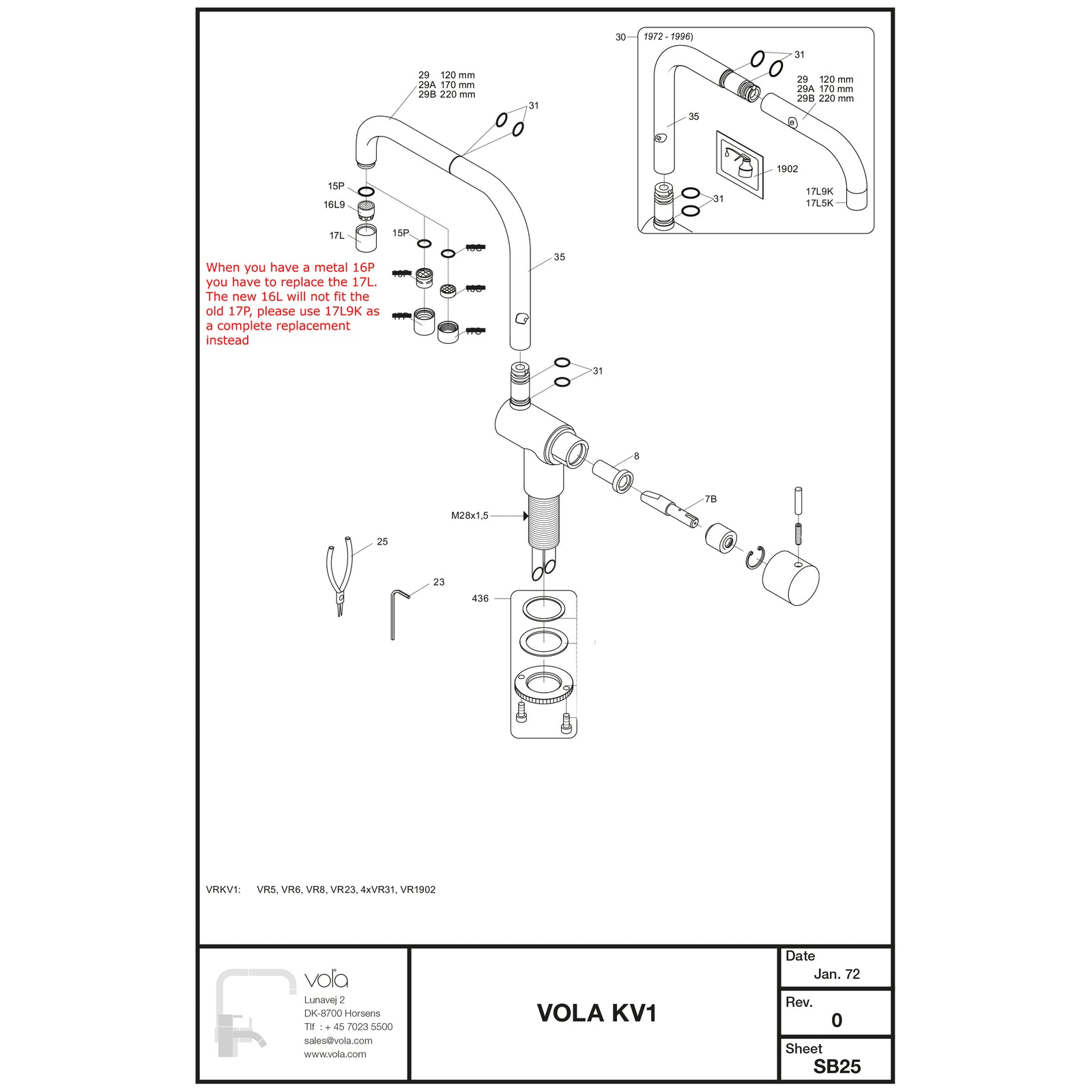 Vola Onderdelen KV1 (1e generatie) van 1972-1990