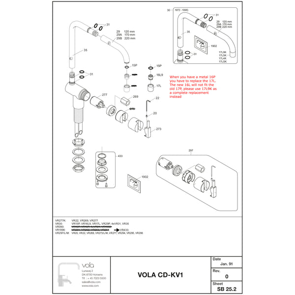 Vola Onderdelen KV1 (2e generatie) van 1991-1997