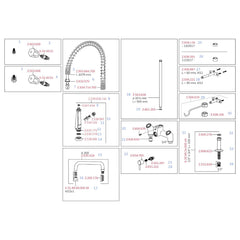 KWC Gastro 2-handle 2-hole Commercial Kitchen Faucet Pre-rinse Spray and Intermediate Tap with 300mm Spout Chrome