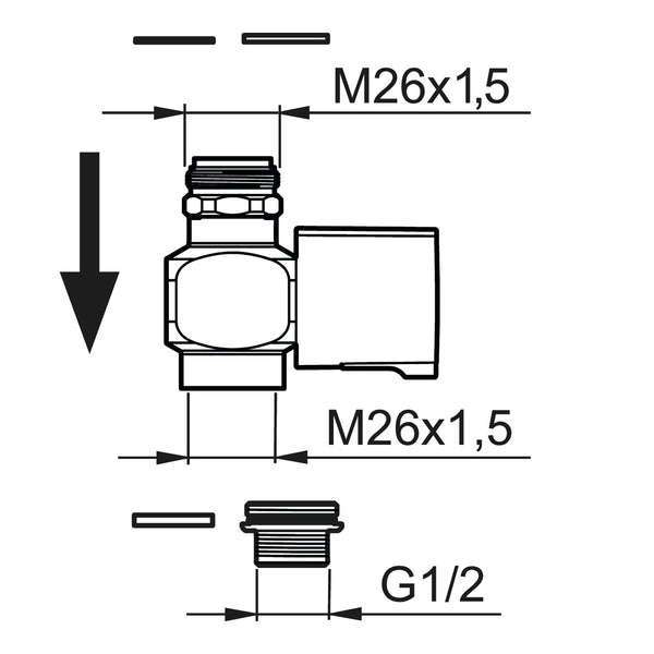 Mora afsluiter (on/off valve) voor Mora Term en Mora Mix spoelkranen, compleet, chroom 129206.AE