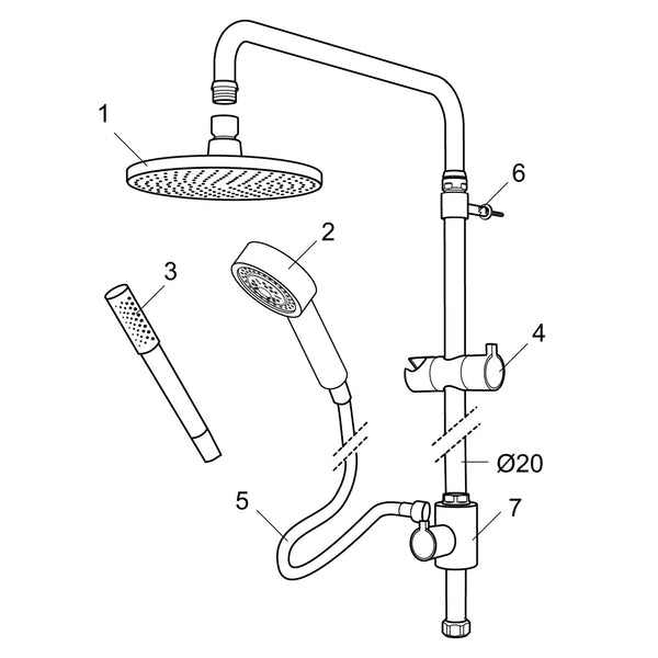 Mora omstel compleet voor Mora Rexx douchesets (2008–2010), chroom/zwart 130358.0011AE