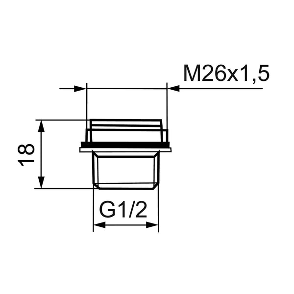 Mora overgangsnippel met O-ring, G1/2 buitendraad x M26x1,5 buitendraad, chroom 131370.AE