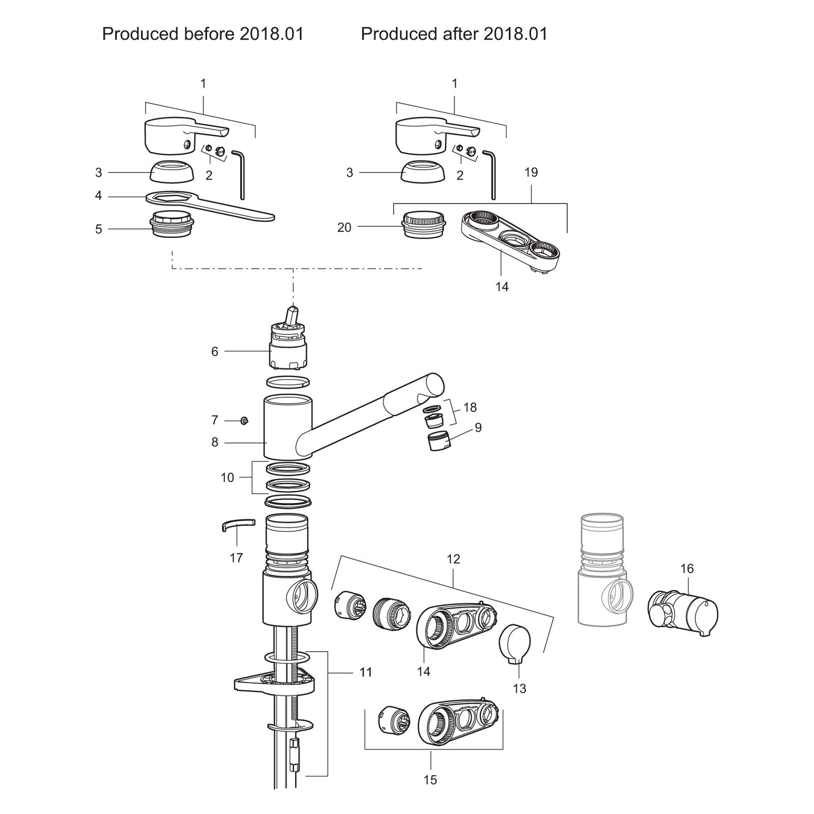 Mora perlatorhuis M24 buitendraad 17 mm voor Mora MMIX en Mora Cera keukenkranen 131417.AE
