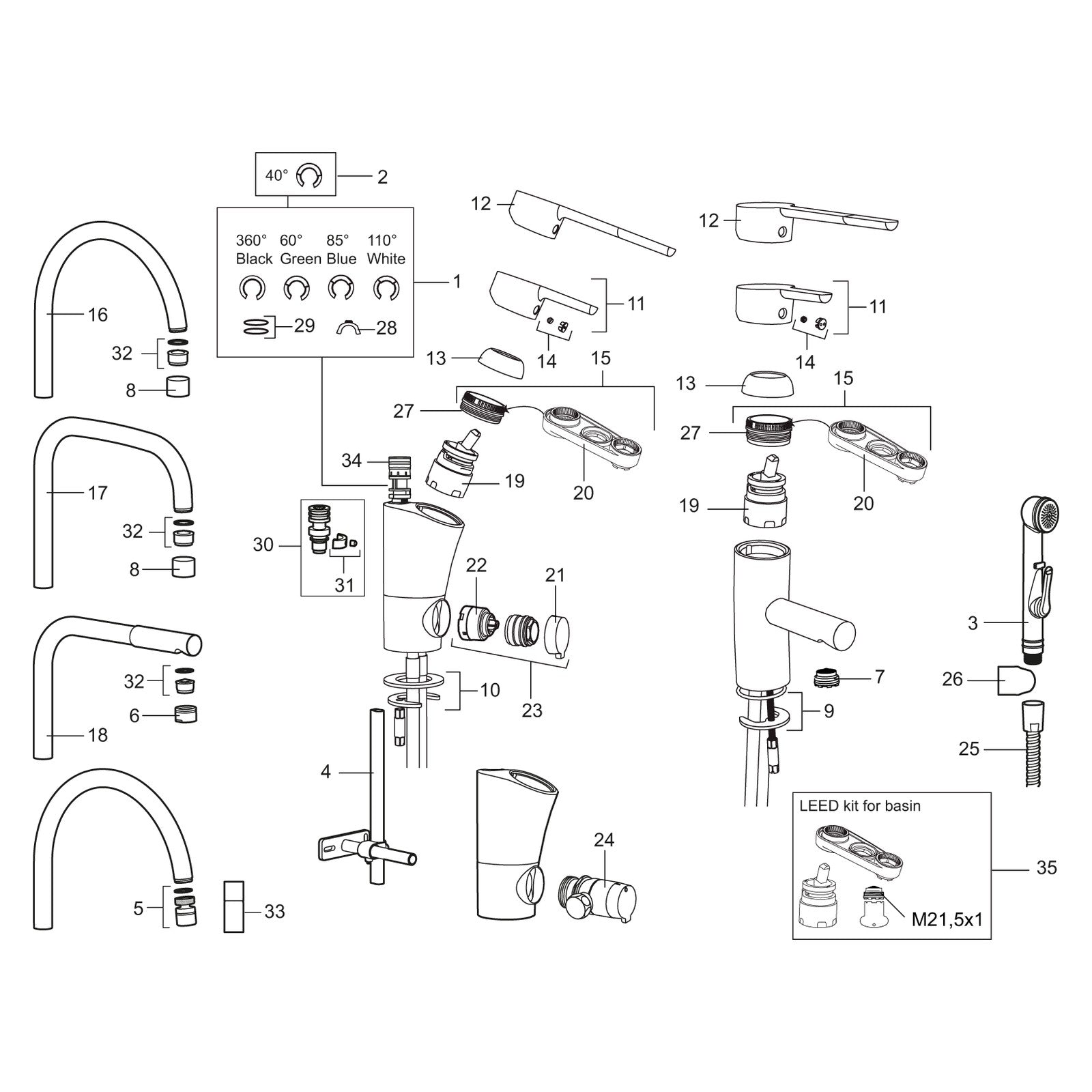 Mora perlatorinzet 8 l/min voor MMIX en Mora Cera kranen, M22/M24 132408.AE