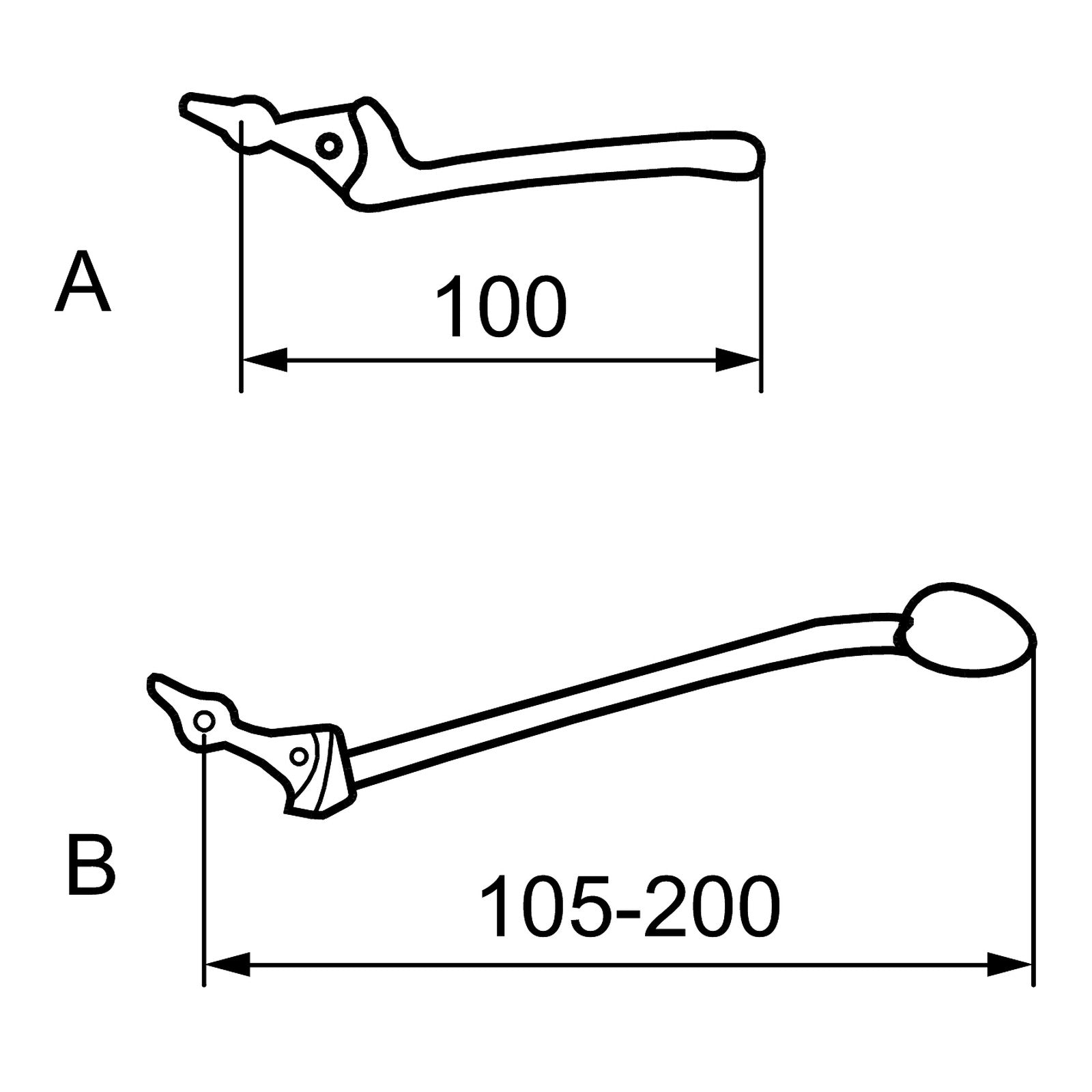 Mora hendel 200 mm rechts voor Mora Temp mengkraan, chroom 209426.AE