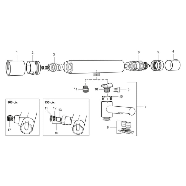 Mora aan/uit-greep voor Mora Rexx thermostaatkranen, chroom 209510.AE