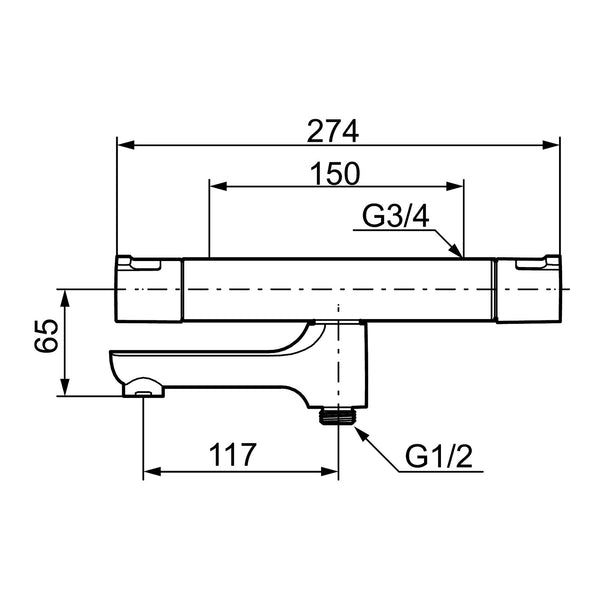 Mora Cera T4 badthermostaat met draaibare uitloop, hartmaat 150 mm, chroom