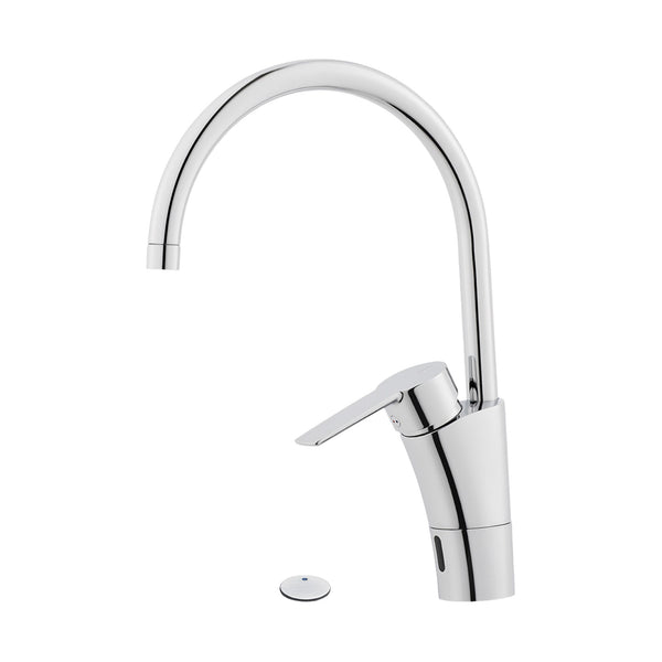 Mora Cera Duo keukenkraan met sensor en elektronische vaatwasserafsluiter, batterijvoeding, chroom