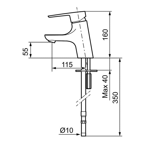 Mora Cera B5 wastafelkraan met constante doorstroming 5 l/min, slangen met vlak uiteinde, chroom