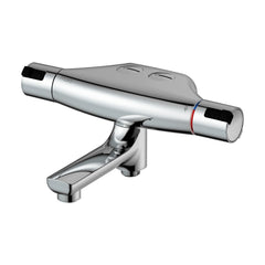 Mora Cera T4 badthermostaat met draaibare uitloop, aansluiting onder, chroom