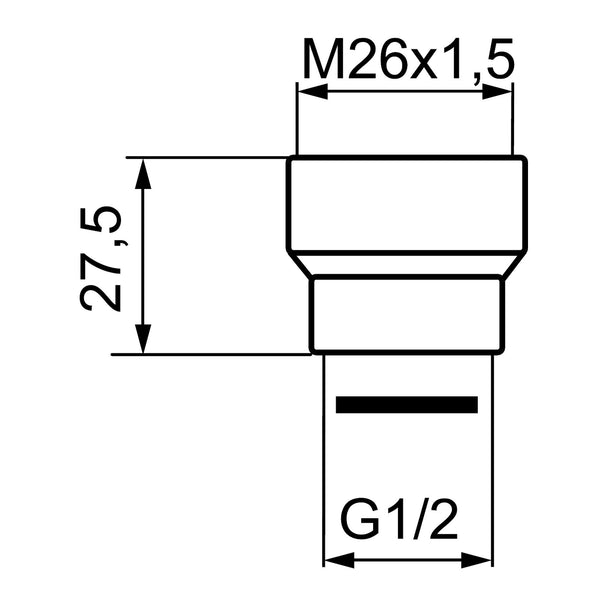Mora overgangsnippel M26x1,5 binnendraad x 1/2