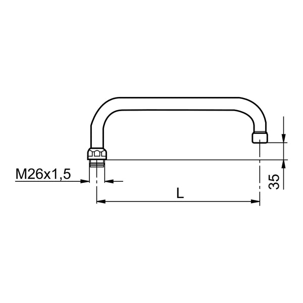 Mora draaibare uitloop 360°, L=250 mm, chroom 309025.AE