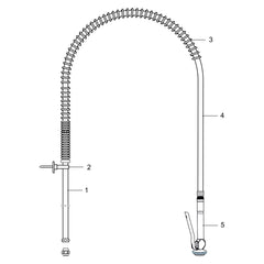 Mora voorspoeldouche compleet voor grootkeukens, totale hoogte 1000 mm 310009