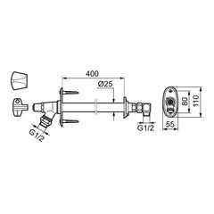 Mora Garden II buitenkraan met vorstbestendige terugstroombeveiliging, muurdikte max. 400 mm