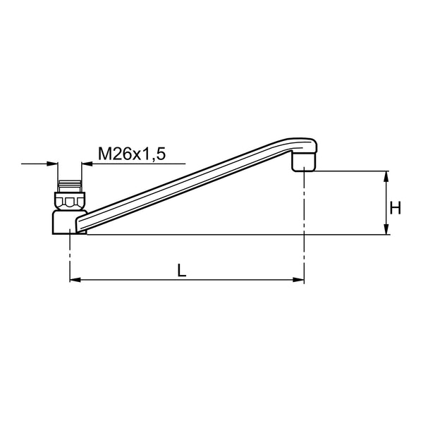 Mora draaibare uitloop voor extra hoogte, aansluiting M26x1,5, chroom 459135.AE