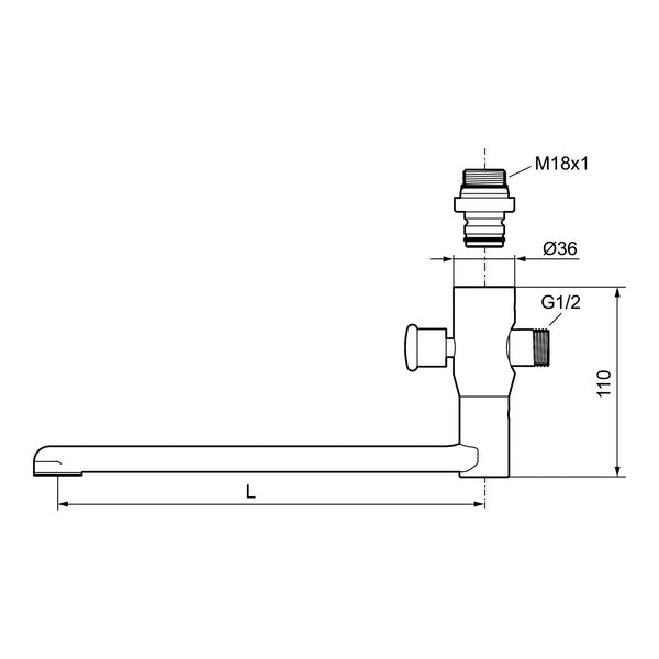 Mora uitloop met omstel L=350 mm voor Mora MMIX W5 en Mora Cera W5 wandkraan, chroom 459635