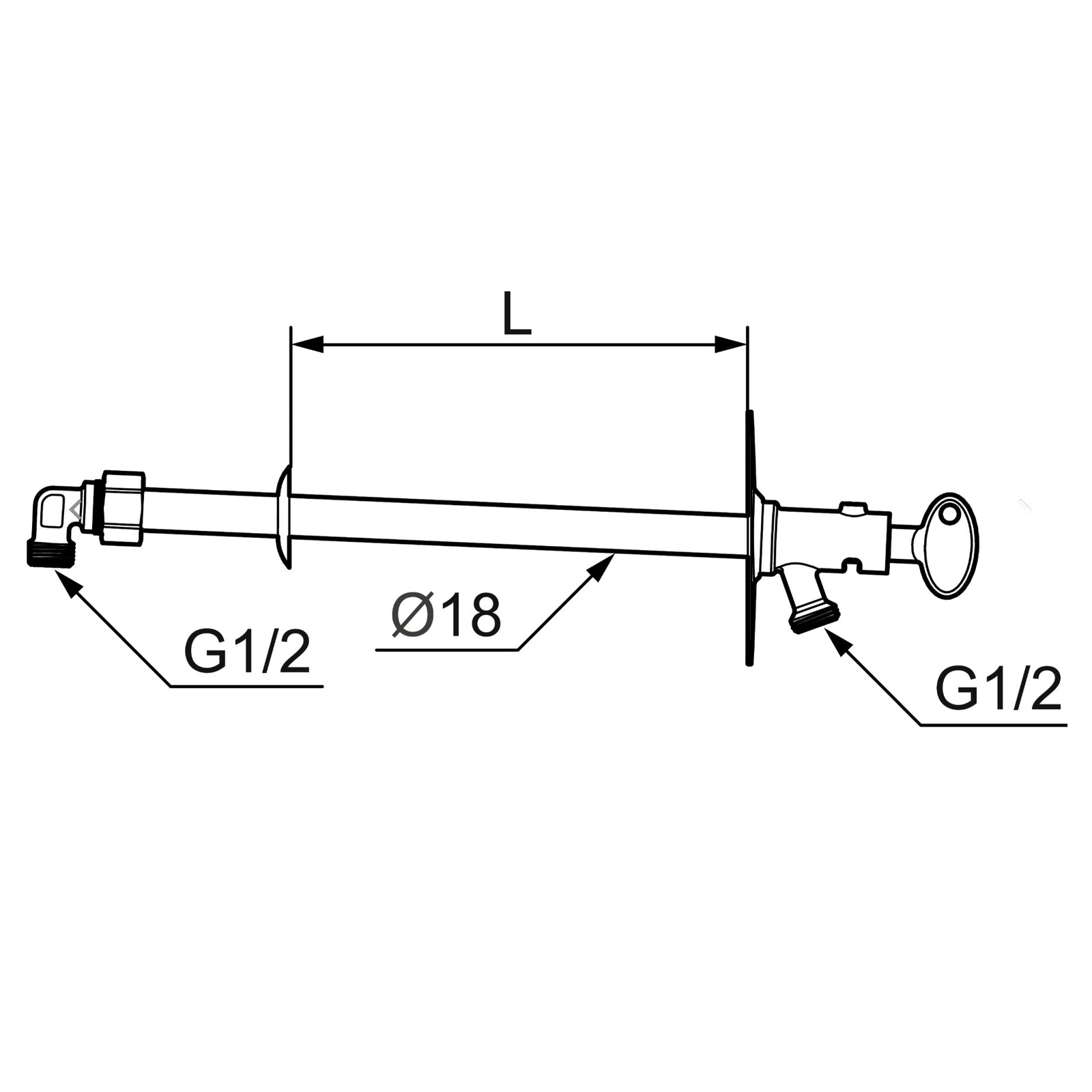 Mora Garden II 400mm Frost-free outdoor tap with key and knob Chrome