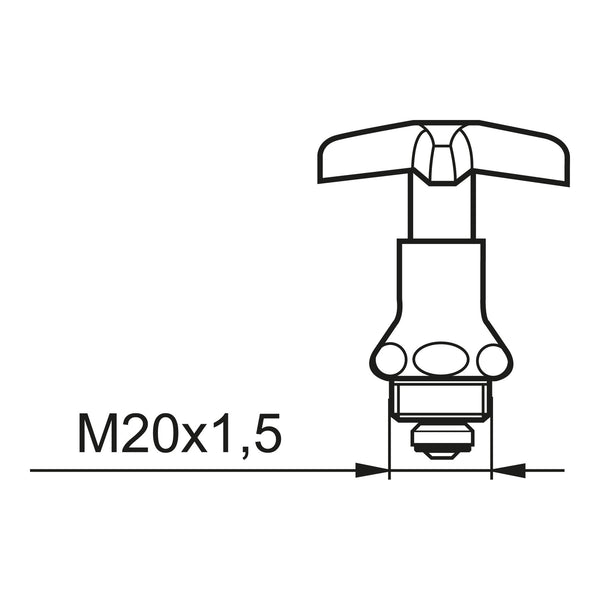 Mora kraanbovendeel M20x1,5 met metalen greep, koud water 600060