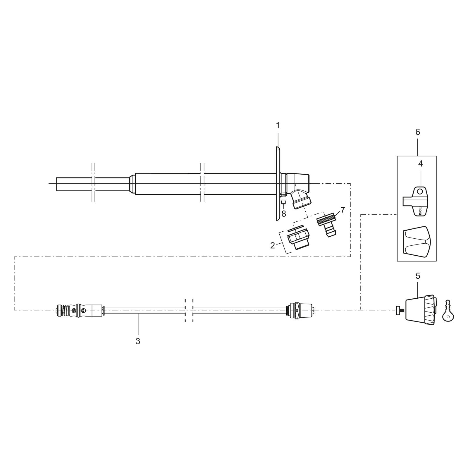 Mora Garden II vorstvrije buitenkraan met sleutel en metalen greep, L=200 mm, chroom