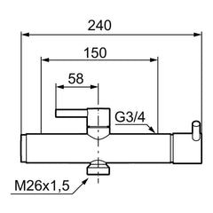 Mora Safe thermostatische ziekenhuiskraan met thermische desinfectie en S-koppelingen, chroom