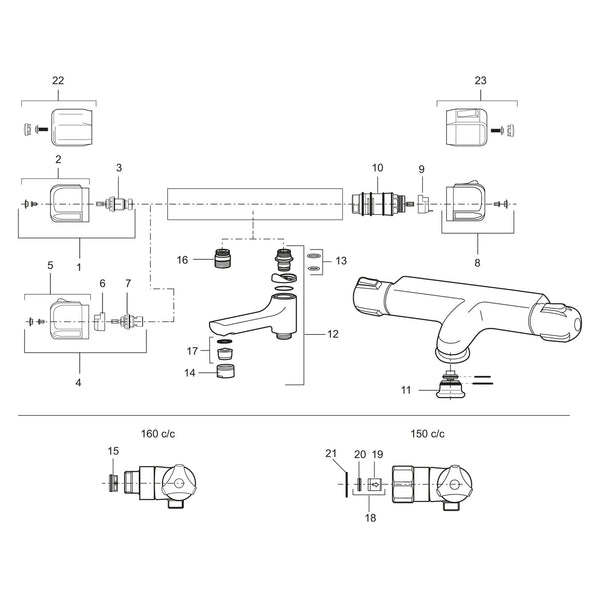 Mora open/dicht-kraanbovendeel ECO met greep voor Mora Cera thermostaatkranen 708240.AE