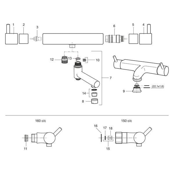 Mora temperatuurgreep voor Mora Inxx A1/A2 thermostaatkraan 708448.AE